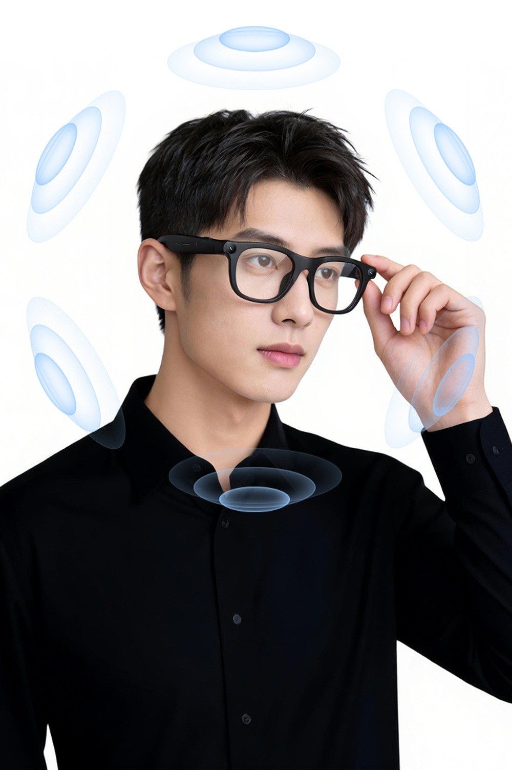 Open-ear spatial sound around the glasses wearer